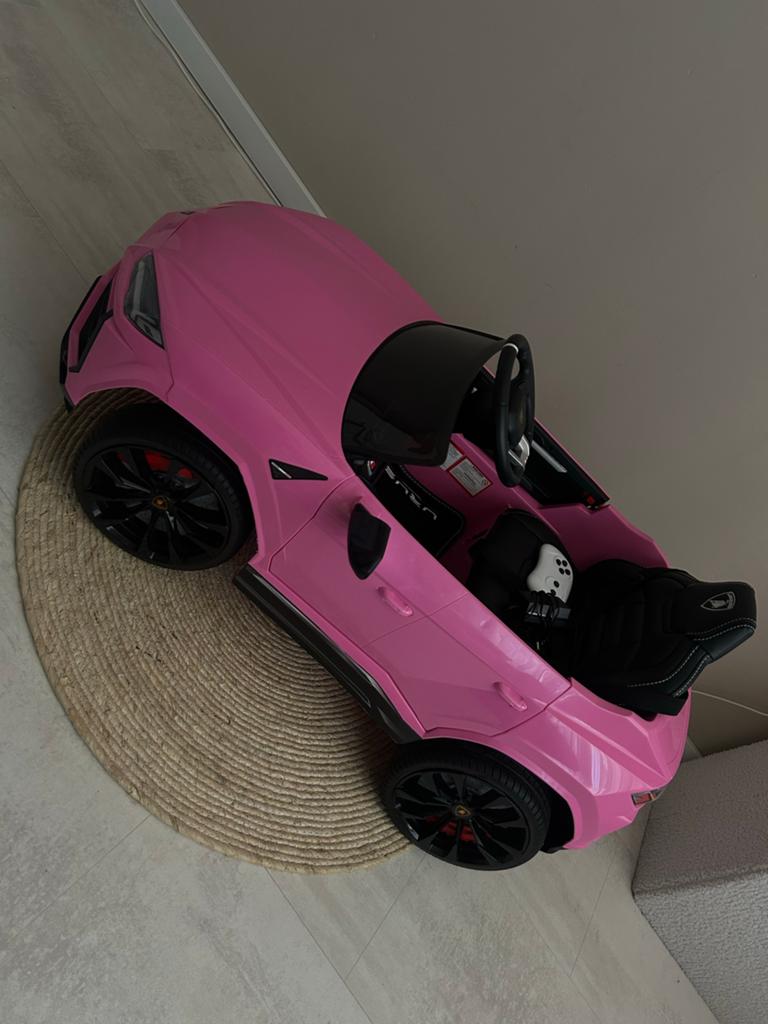 Roze Lamborghini Urus elektrische kinderauto, Verzenden, Zo goed als nieuw, Loopvoertuig