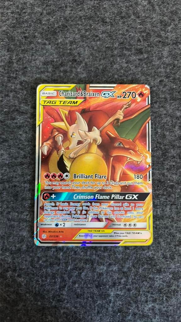 Charizard & Braixen GX 22/236 CEC22, Ophalen of Verzenden, Zo goed als nieuw