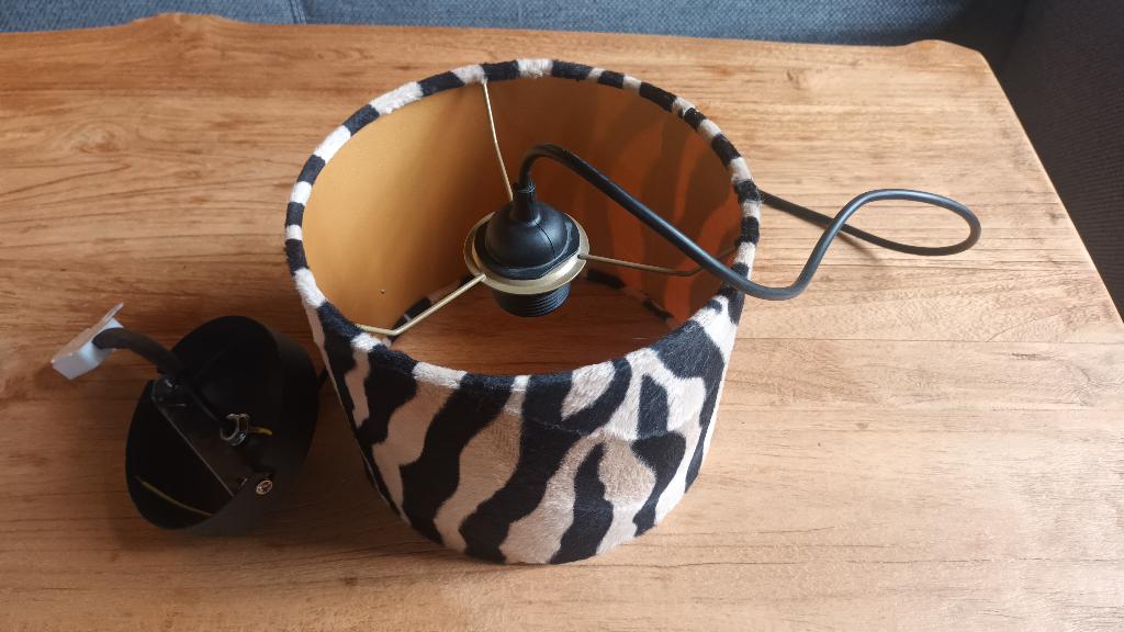 Hanglamp met zebra print -, Ophalen of Verzenden, Zo goed als nieuw, Stof, Minder dan 50 cm