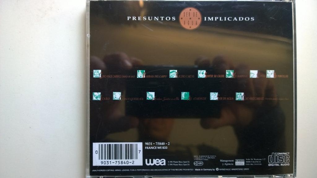 Presuntos Implicados - Ser De Agua, Ophalen of Verzenden, 1980 - 1989, Zo goed als nieuw