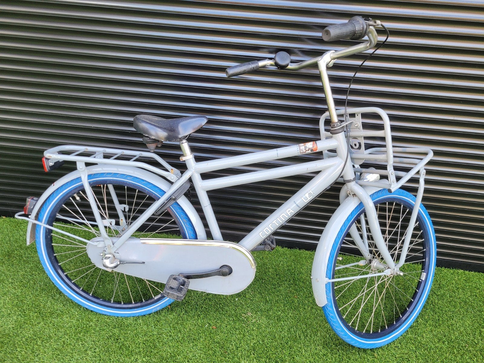Cortina U4 Transportfiets jongens - Grijs met blauwe banden, Fietsen en Brommers, Ophalen, Terugtraprem, Gebruikt, Versnellingen