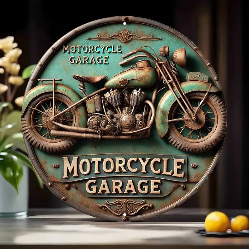 Retro Motorcycle Garage Wandplaat, Verzenden, Nieuw, Wandbord of Wandpaneel