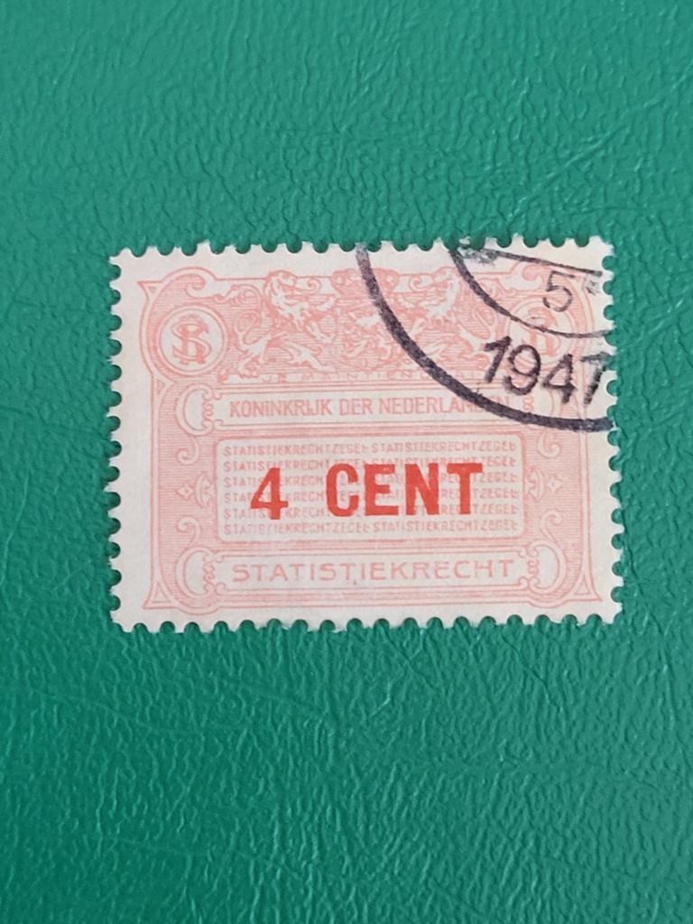 Fiscale zegel Statistiekrecht 4 cent 1947, Ophalen of Verzenden, Na 1940, Gestempeld