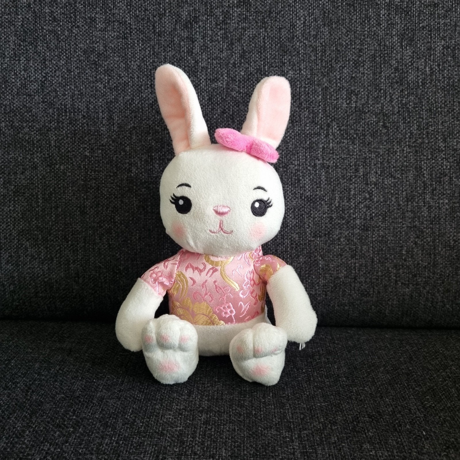 Knuffel konijn haas bunny rabbit met roze strik, Ophalen of Verzenden