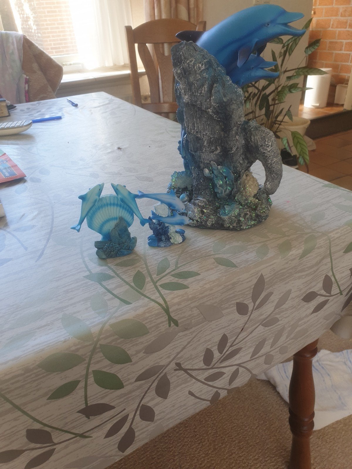 Decoratieve dolfijnen beeldjes - set van 2, Ophalen, Gebruikt, Blauw, Overige stijlen