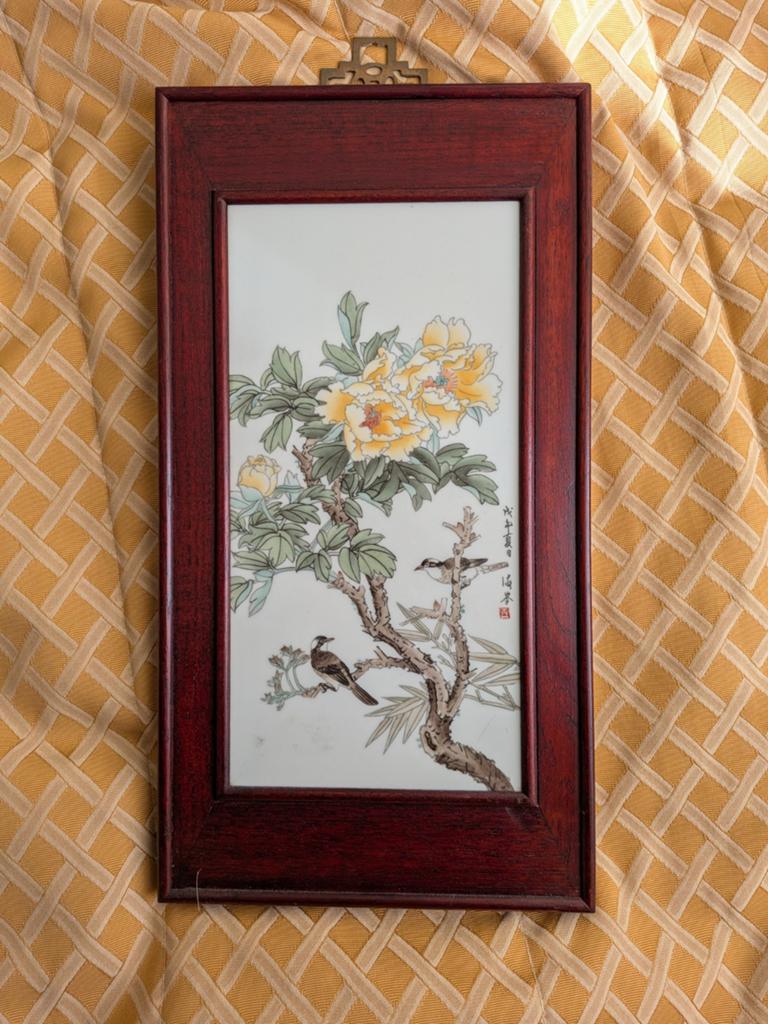 Vintage Chinees Keramiek Wandpaneel - Bloemen & Vogels, Verzenden