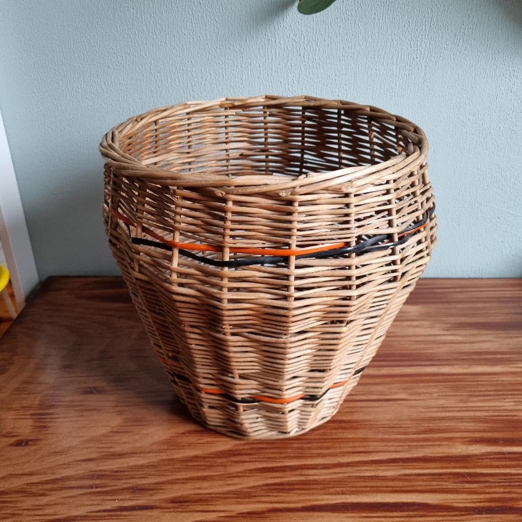 Leuke vintage mand (of lampenkap), Ophalen of Verzenden, Rond, Riet