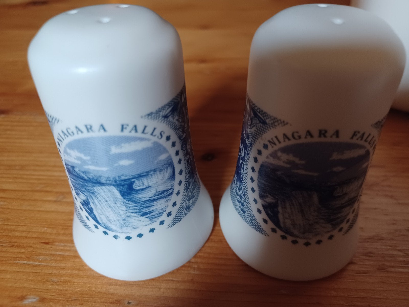 Vintage Niagara Falls peper en zout stel, Overige typen, Ophalen of Verzenden, Steen/keramiek, Wit