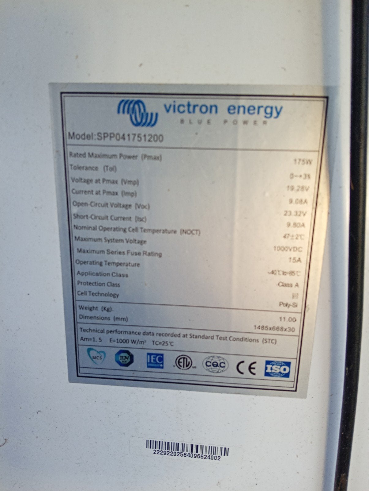 2 Victron Energy zonnepanelen 175Wp + 1 gratis (licht krom), Ophalen of Verzenden
