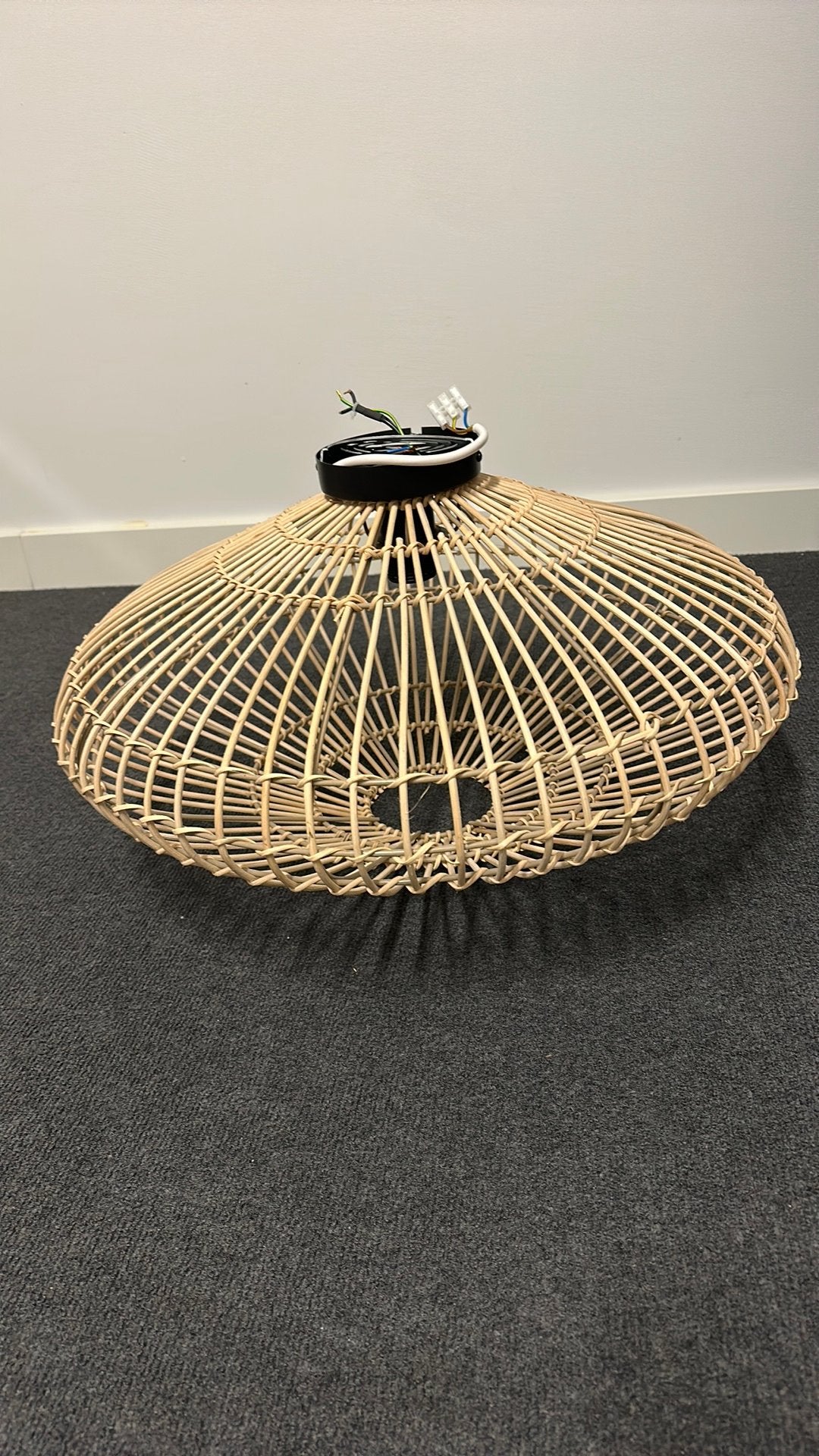 Plafondlamp rotan style, Ophalen, Zo goed als nieuw, Rond