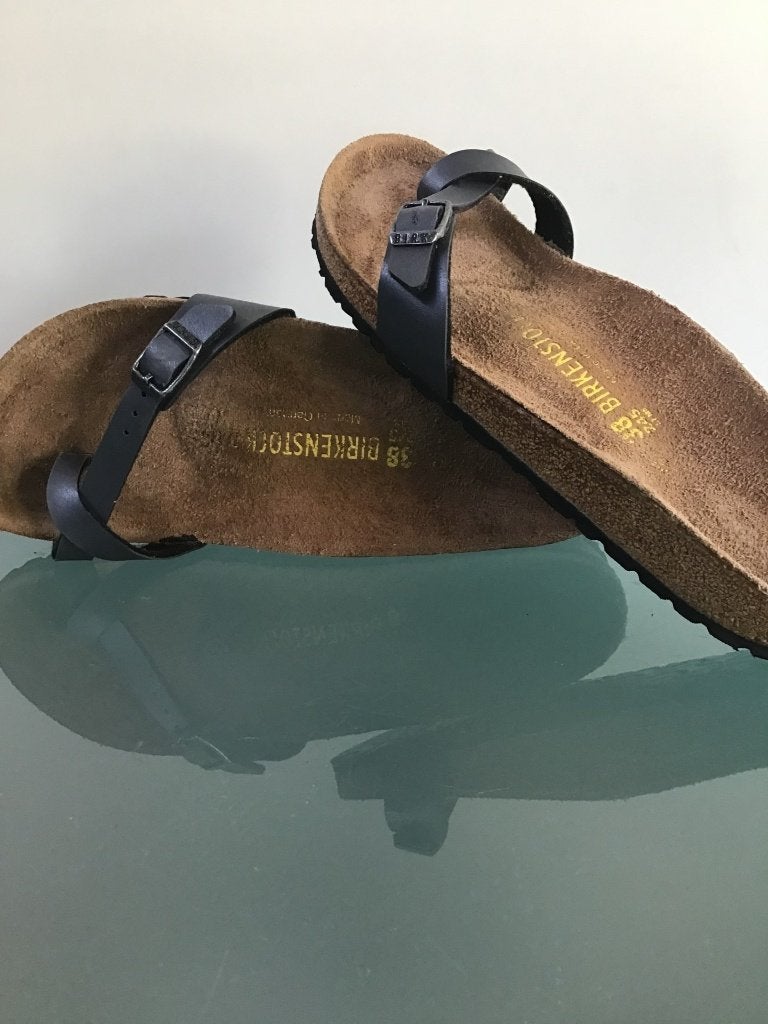 Birkenstock Piazza grijs 38 slippers | Gratis verzenden, Kleding | Dames, Slippers, Verzenden, Zo goed als nieuw, Grijs