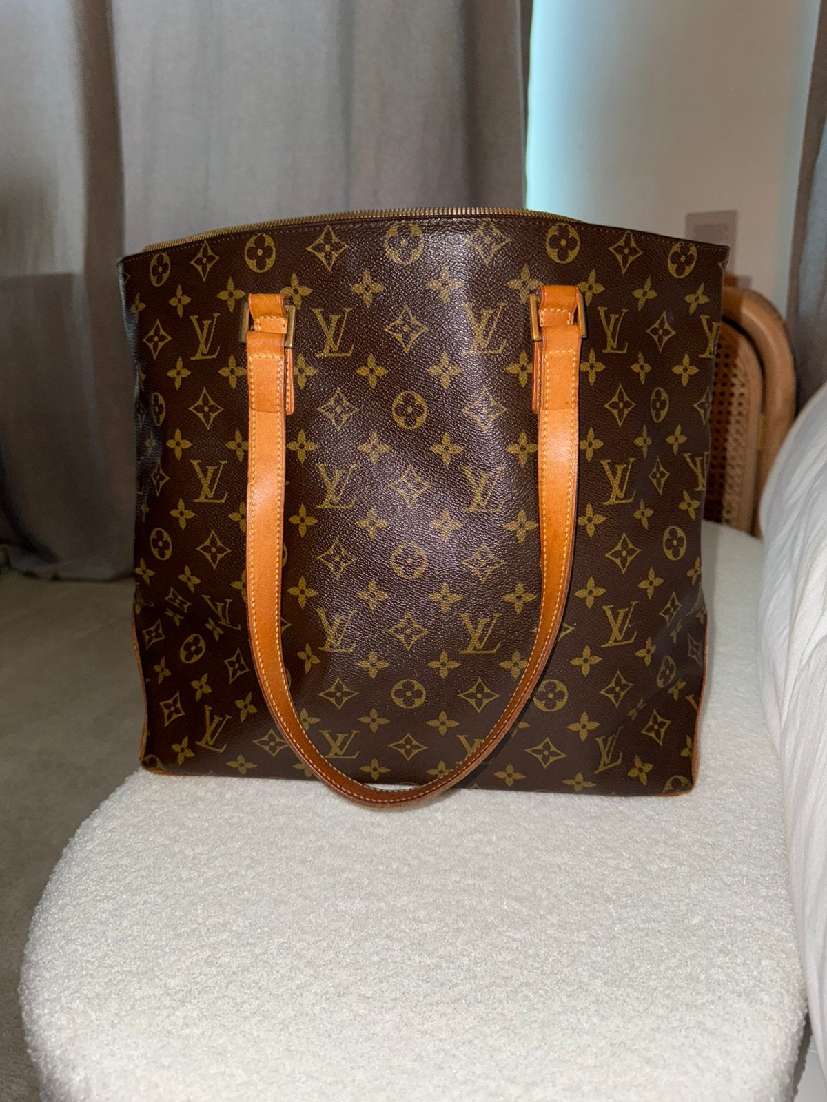 Louis Vuitton Cabas Mezzo, Ophalen of Verzenden, Zo goed als nieuw, Bruin, Shopper