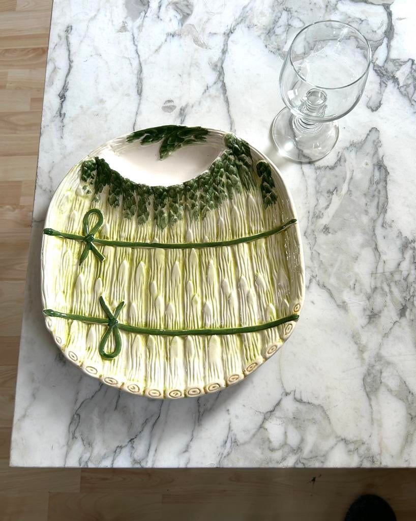 Majolica aspergeschaal barbotine, Ophalen of Verzenden