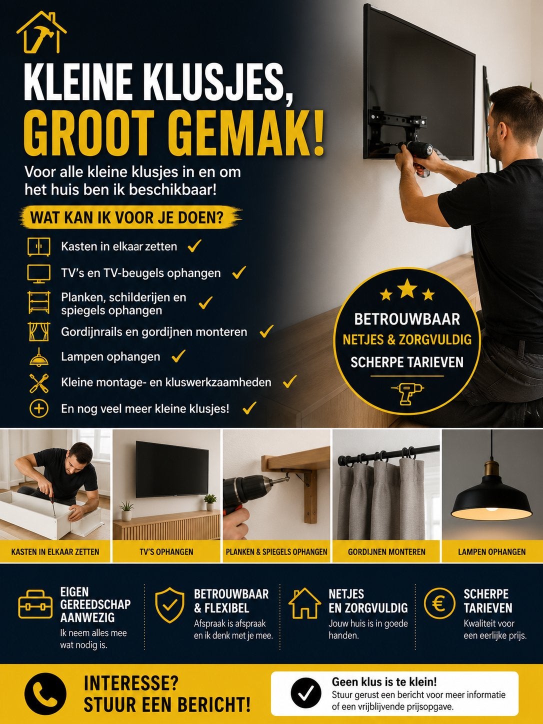 Hulp nodig bij kleine klusjes in huis?, Huis en Inrichting, Keuken | Complete keukens, Ophalen of Verzenden