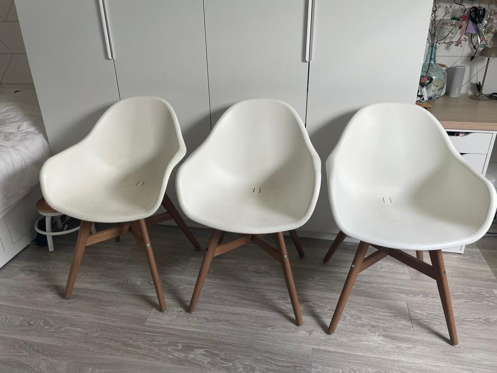 Kuip stoelen Ikea Fanbyn, Gebruikt, Drie, Wit, Ophalen