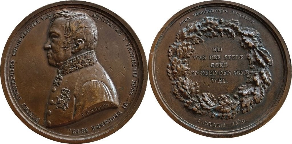 Penning 1850, Nederland, burgemeester Pieter Huidekoper, Verzenden, Overige materialen