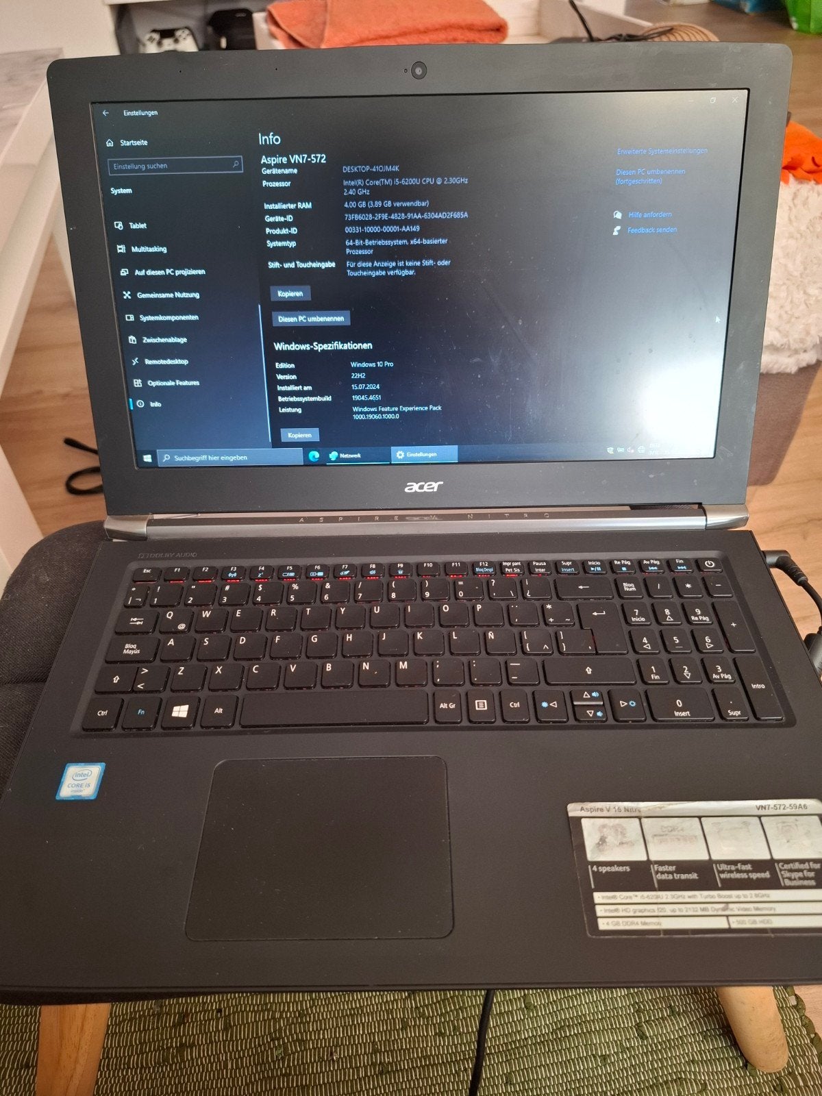 Acer Aspire V Nitro VN7-572G Laptop - Goede Staat, Ophalen, Gebruikt, 2 tot 3 Ghz, 8 GB