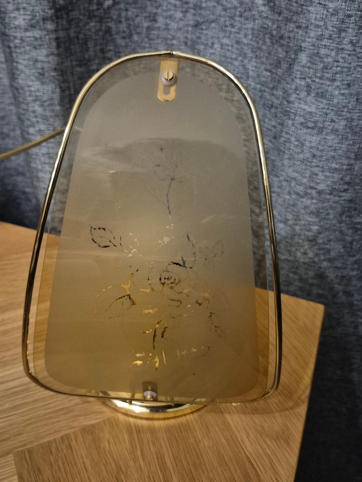 Hollywood Regency Tafellamp - Messing & Glas met Bloemen, Ophalen of Verzenden