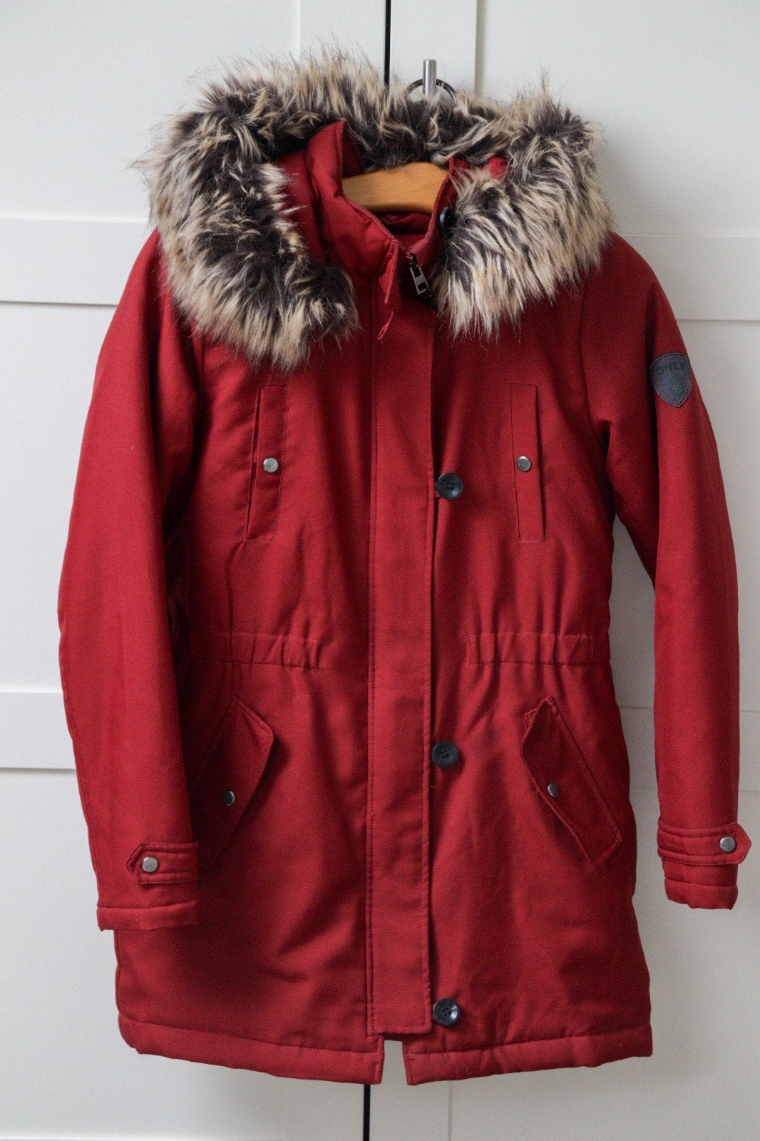 ONLY Winterjas met bontkraag - Maat M, Maat 38/40 (M), Ophalen of Verzenden, Rood, ONLY