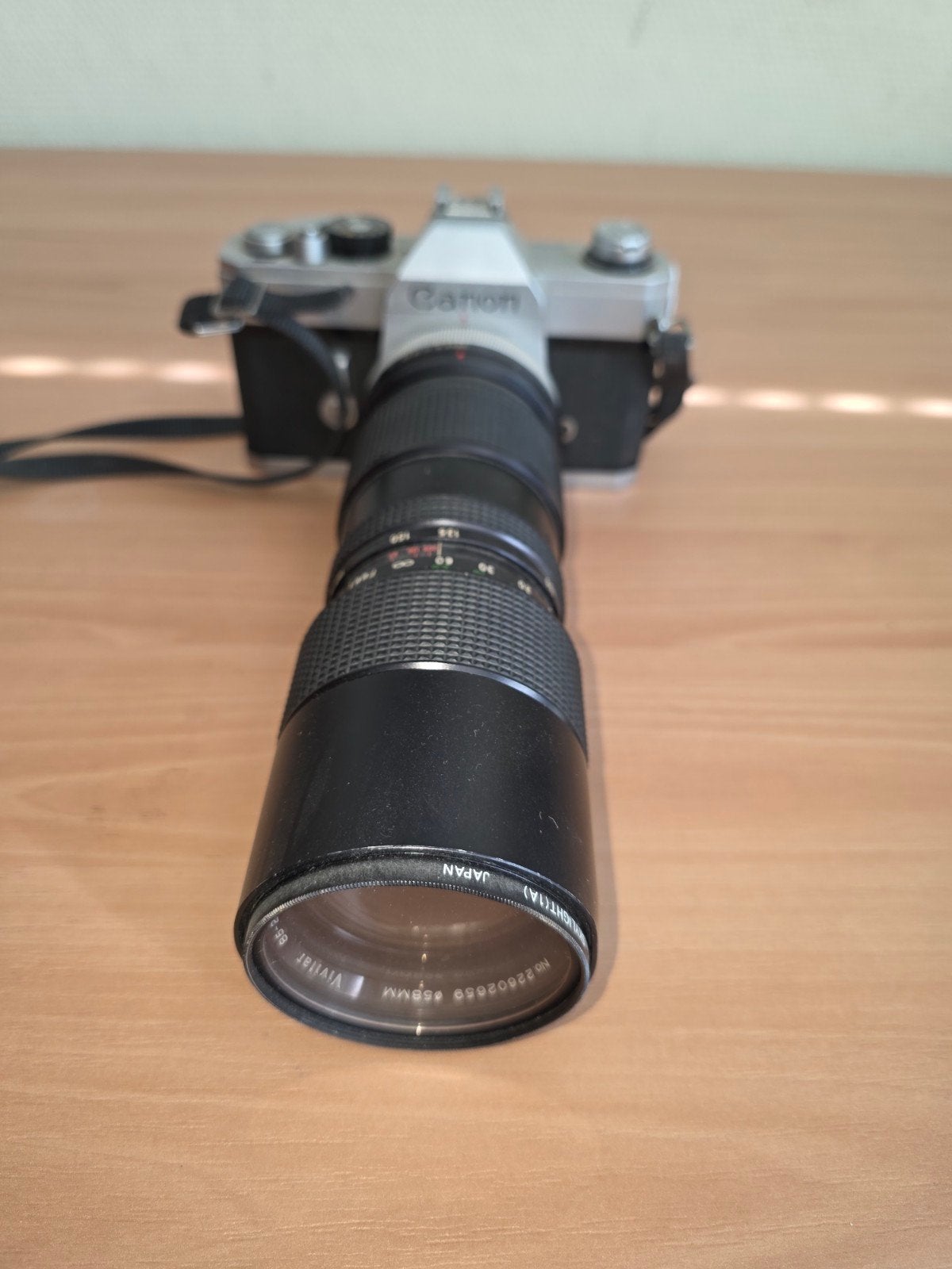Canon AE-1 Spiegelreflexcamera met Vivitar 75-205mm lens, Ophalen of Verzenden, Gebruikt, Spiegelreflex, Canon