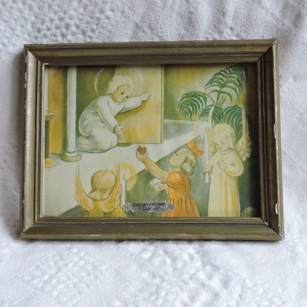 Oud schilderijtje Heilige Communie, Verzamelen, Ophalen of Verzenden, Gebruikt