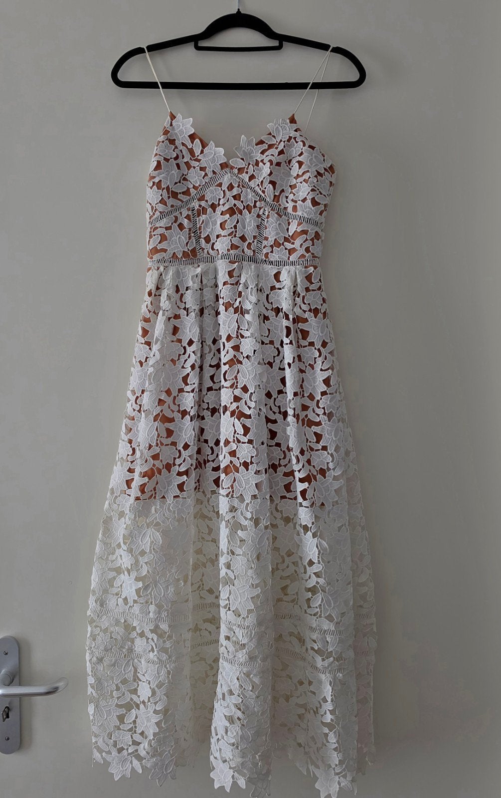 Witte Kanten Trouwjurk Midi S/M – Bruidsjurk / Elopement, Kleding | Dames, Maat 38/40 (M), Wit, Ophalen of Verzenden, Zo goed als nieuw