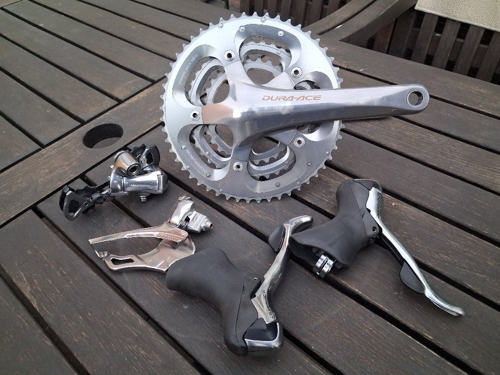 Dura Ace 7800 Triple groep, Fietsen en Brommers, Fietsonderdelen, Gebruikt, Ophalen of Verzenden, Racefiets, Crankstel of Pedalen