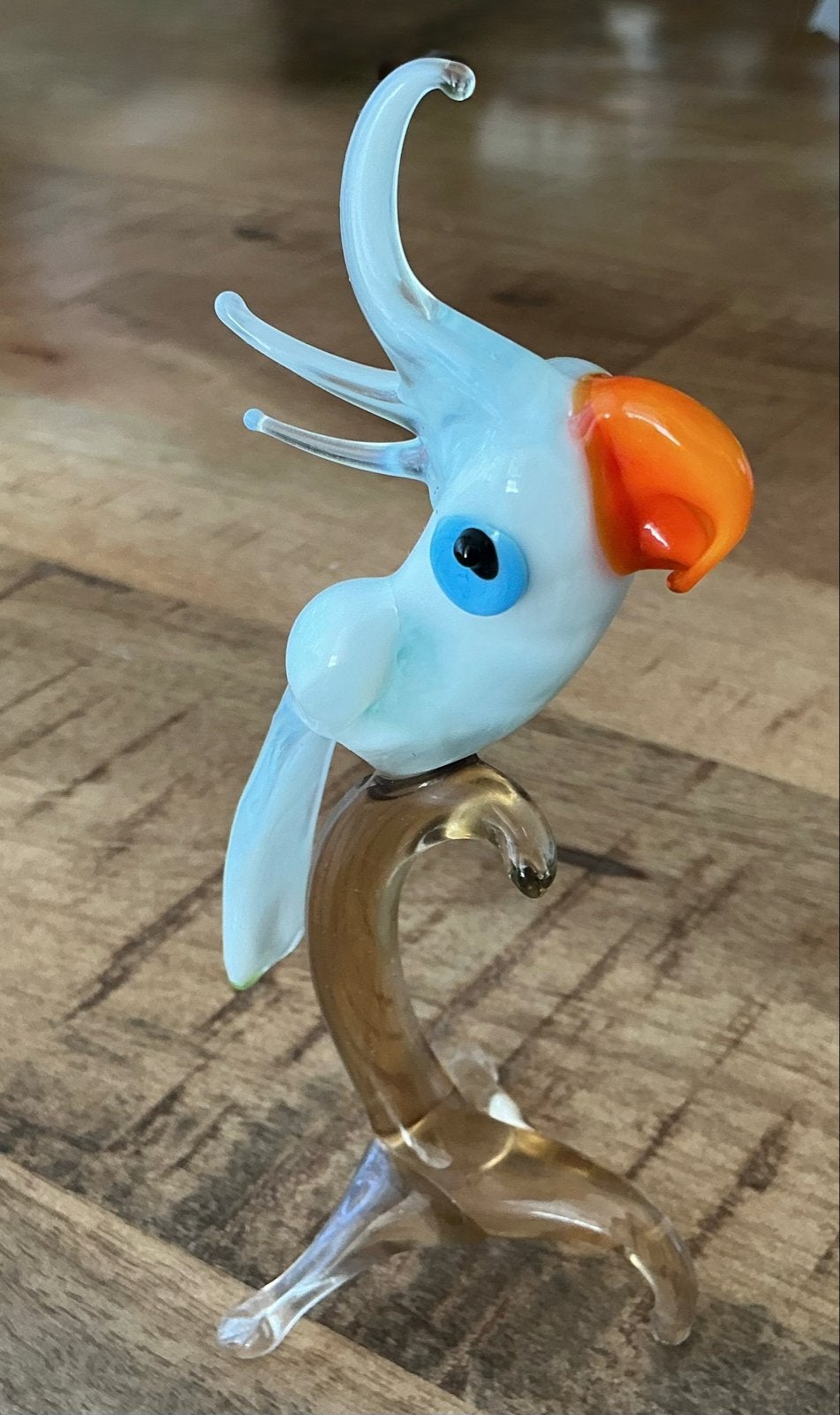 Glazen kaketoe beeldje - 12 cm hoog, Verzamelen, Ophalen of Verzenden, Zo goed als nieuw, Vogel, Beeldje of Figuurtje