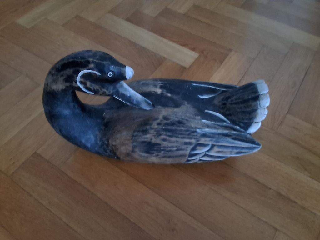 Oude houten lokvogel, decoratieve eend 42cm, Ophalen of Verzenden