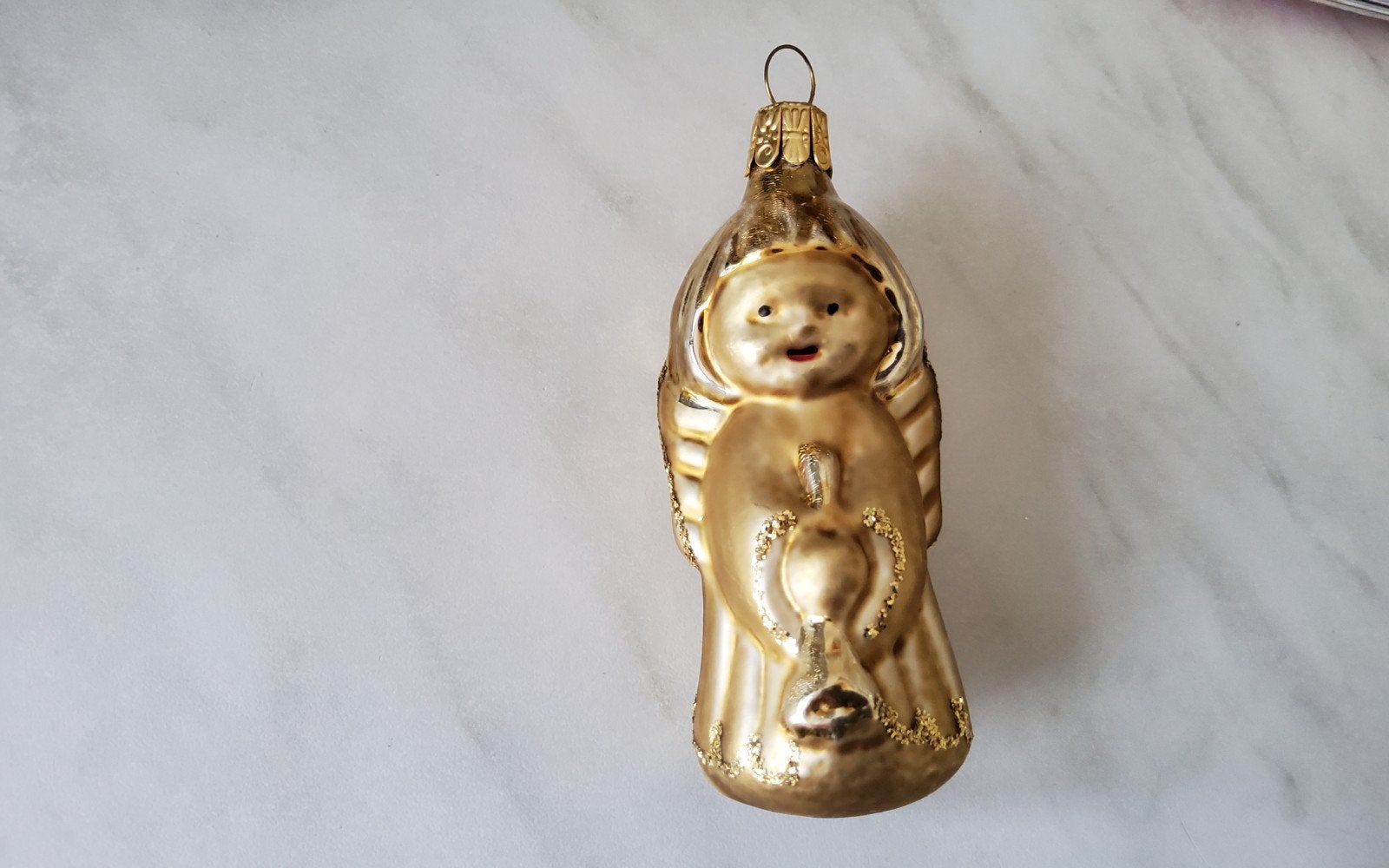 vintage gouden kerstbal Engel kersthanger., Ophalen of Verzenden