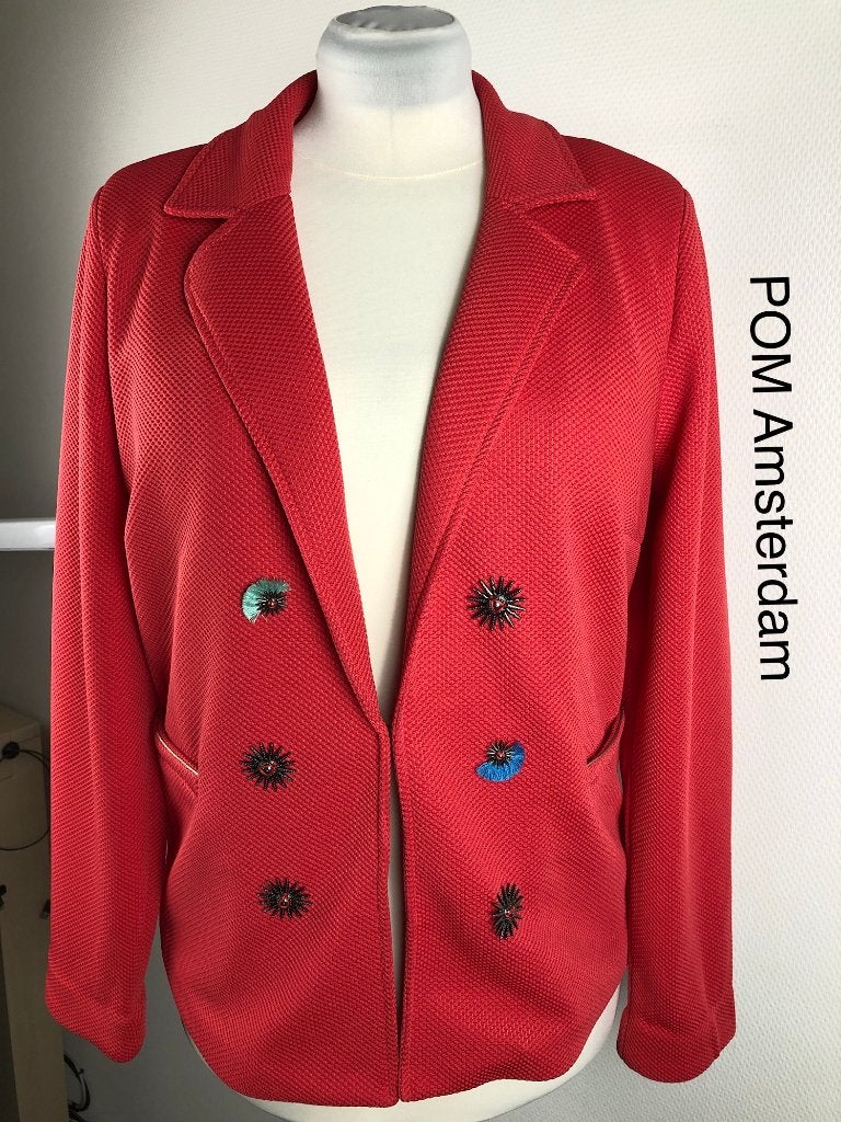 POM Amsterdam Blazer  (mt: 42) 17,1/8872, Kleding | Dames, Jasjes, Kostuums en Pakken, Zo goed als nieuw, Maat 42/44 (L), Rood