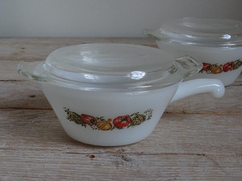 2x Schaaltje, RETRO, Anchor Hocking, HARVEST VEGETABLES zgan, Antiek en Kunst, Ophalen of Verzenden