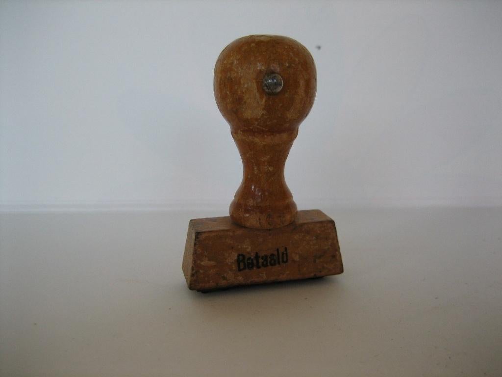 Vintage Rubber Ink Stamp "Betaald" (Paid), Ophalen of Verzenden, Gebruikt, Overige typen, Overige merken