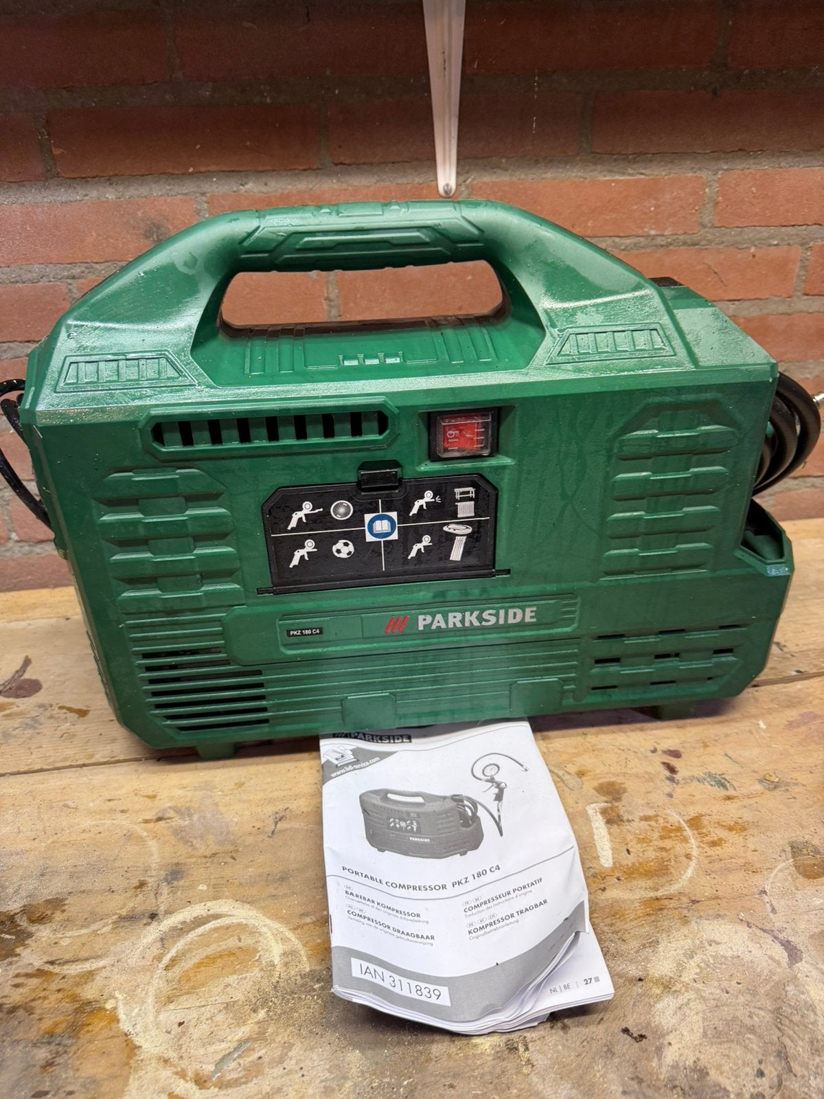 Parkside PKZ 180 C4 Draagbare Compressor, Minder dan 25 liter, Ophalen, Gebruikt, Minder dan 200 liter/min