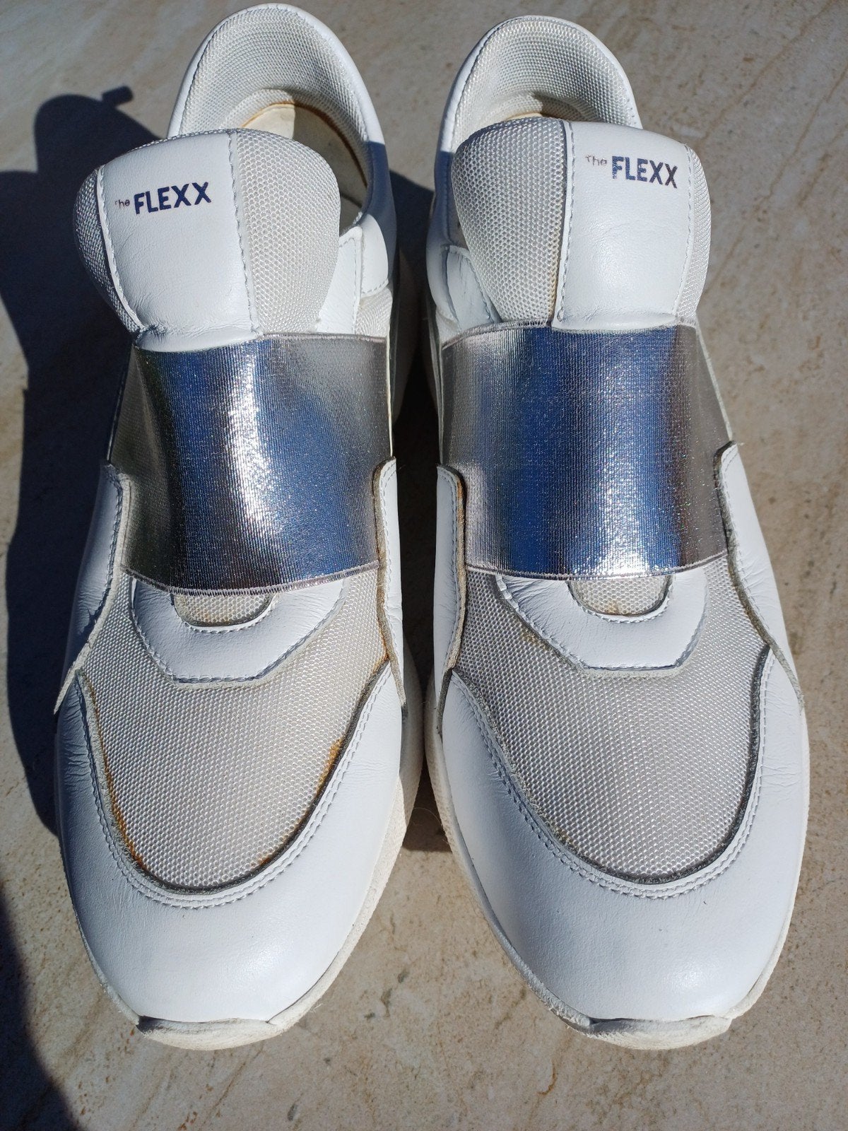 The FLEXX Vera Pelle sneakers wit zilver - Zo goed als nieuw, The FLEXX, Wit, Ophalen of Verzenden, Sneakers of Gympen