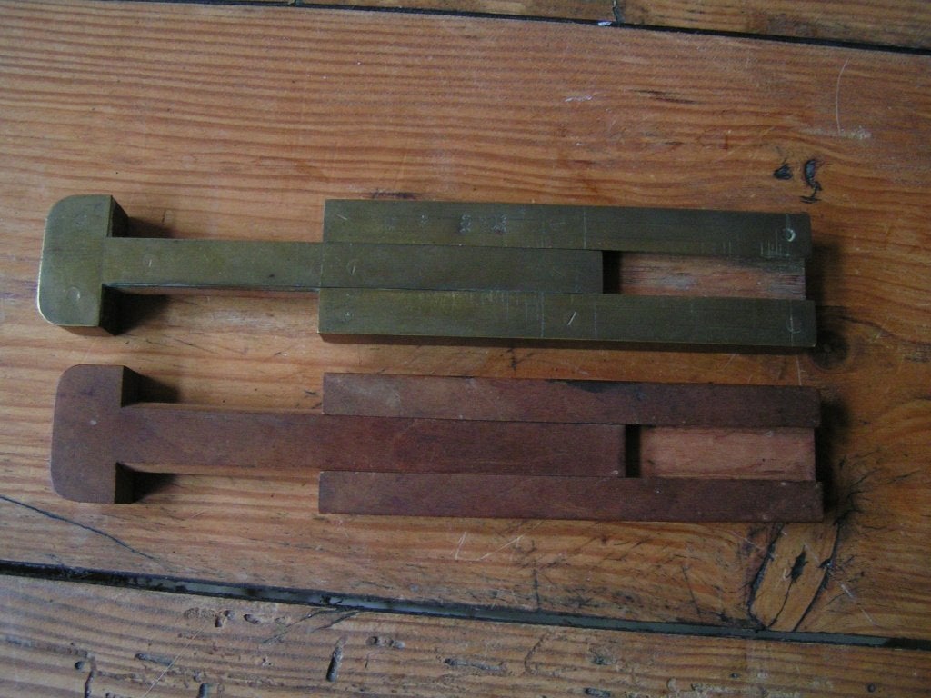 2 antieke messing schuifmaten nr BB 1184 ger lancaster, Verzenden