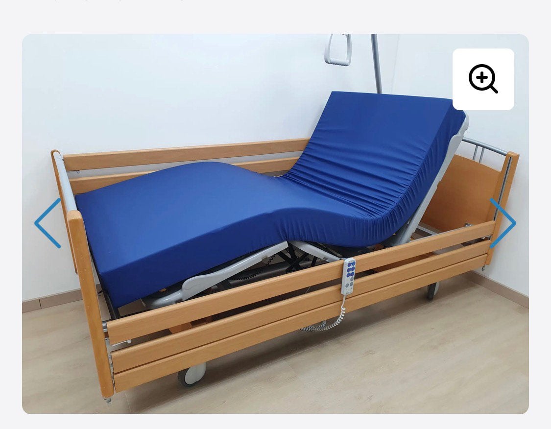 Elektrische ziekenhuis/ verzorgingsbed Laag/Hoog, Ophalen, 90 cm, Eenpersoons, Zo goed als nieuw
