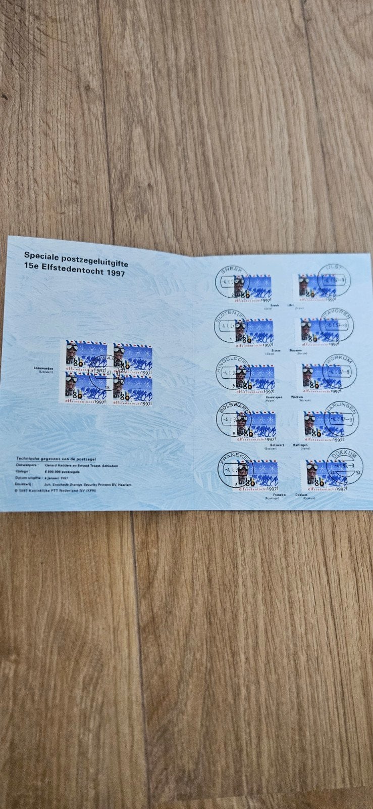Elfstedentocht 1997 boekje met postzegels, Postzegels en Munten, Verzenden, Na 1940, Gestempeld