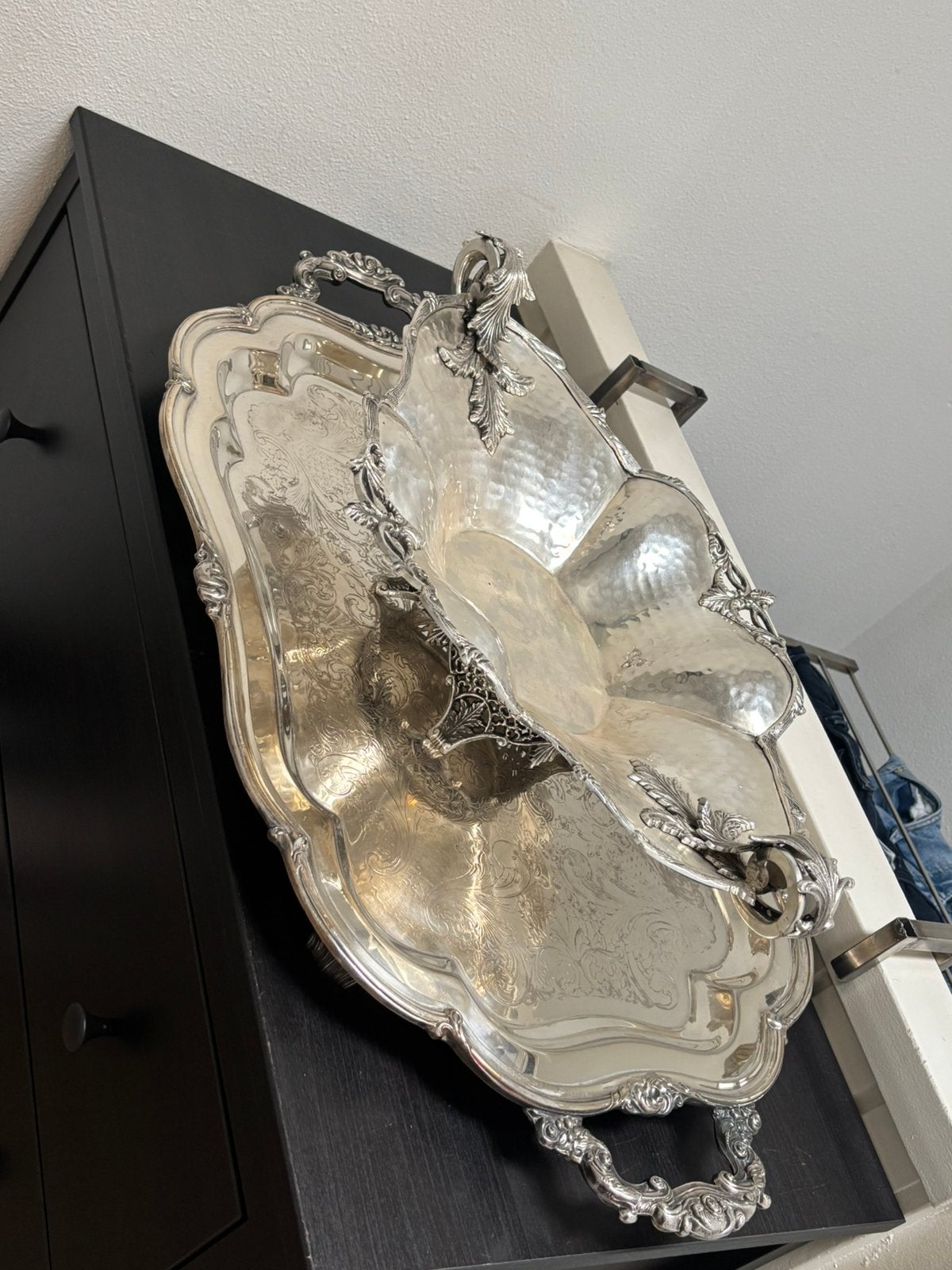 Twee verzilverde grote schalen antiek, Antiek en Kunst, Ophalen of Verzenden