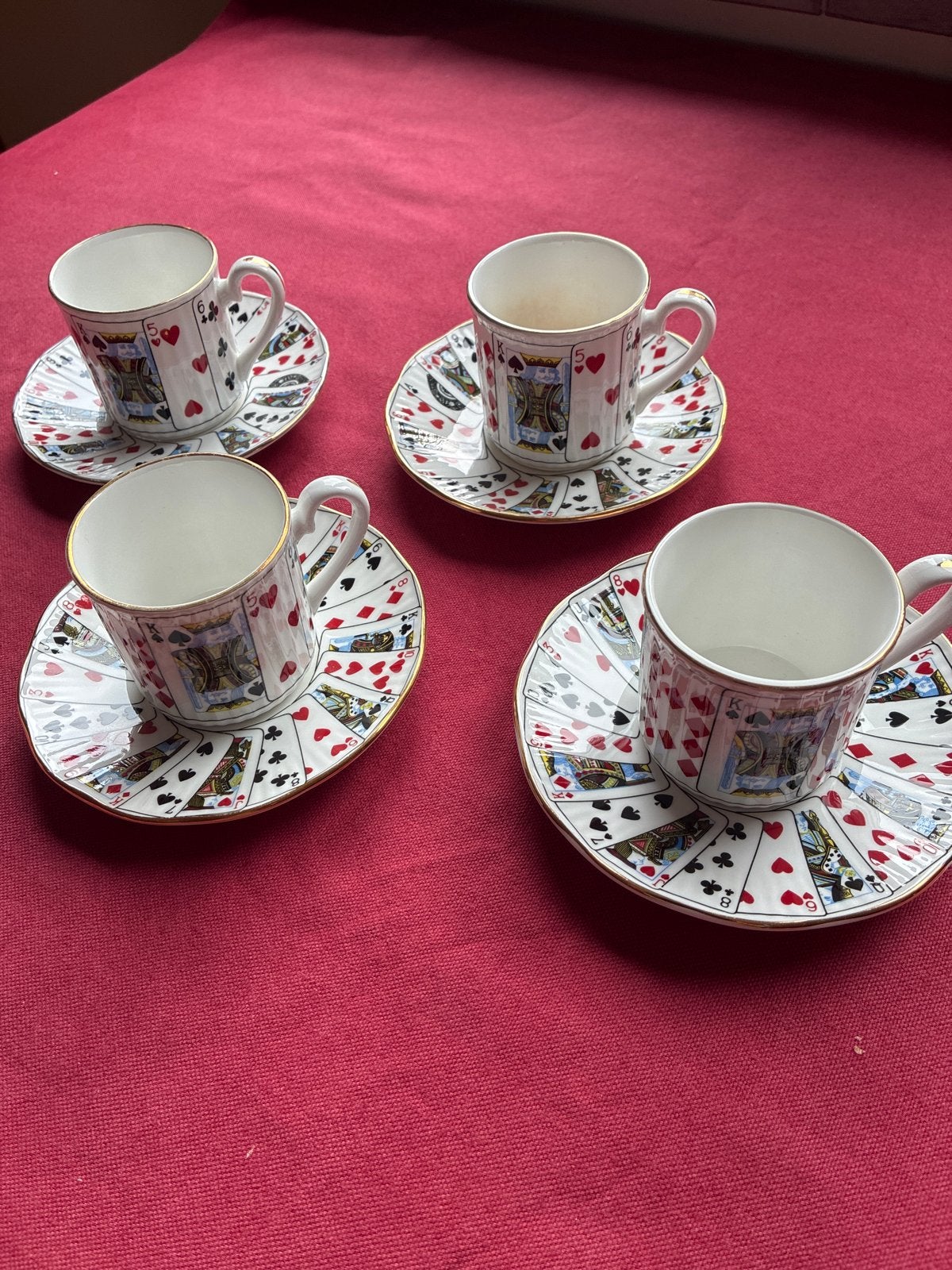4 Elisabethan Bridge Koffiekopjes met Schotels, Antiek en Kunst, Ophalen