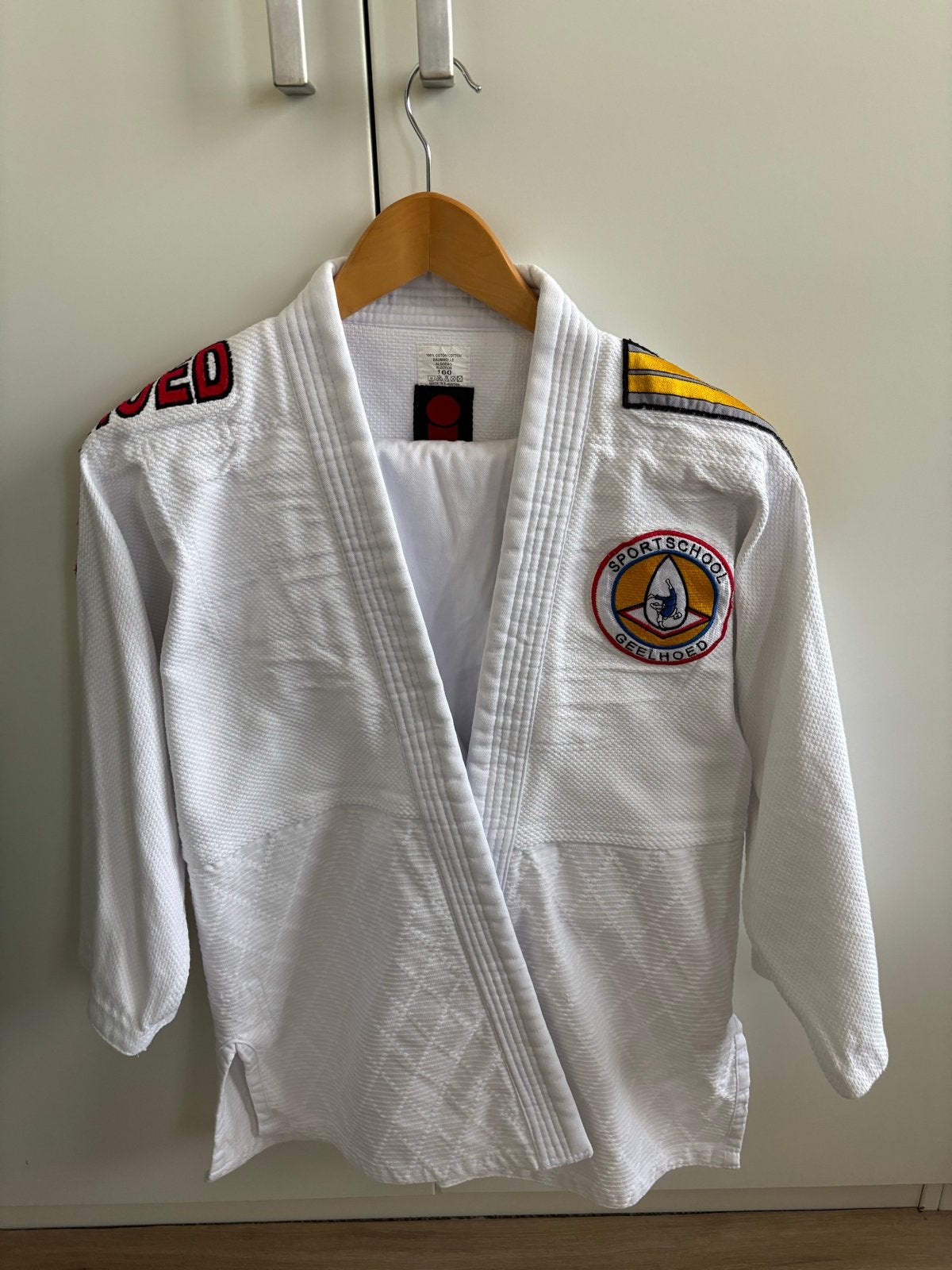 Judopak Geelhoed, maat 160, Maat XS of kleiner, Judo, Vechtsportpak, Ophalen of Verzenden