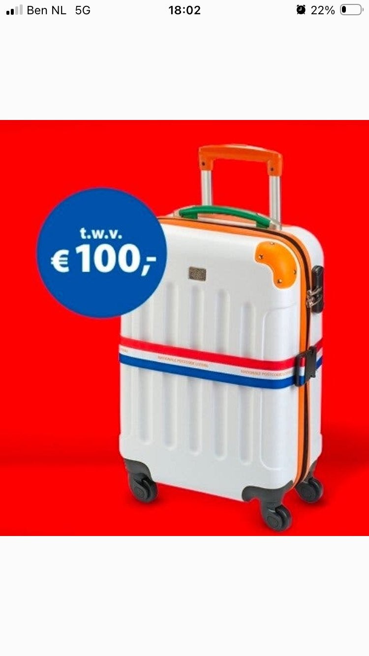 Nieuwe Postcode Loterij Koffer, Sieraden, Tassen en Uiterlijk, Ophalen, 20 tot 30 cm, Wit, Minder dan 40 cm