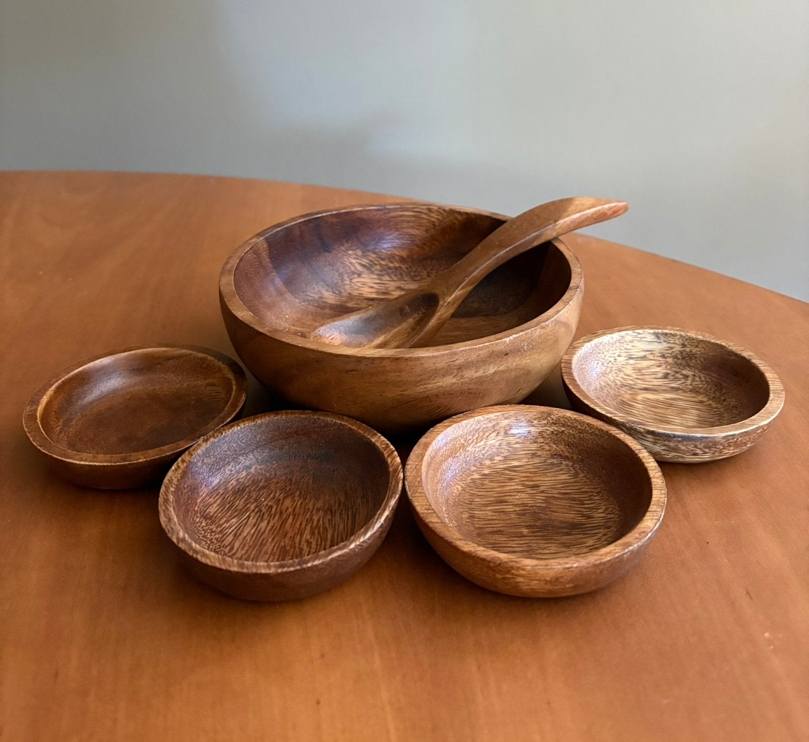 Vintage houten serveer set, Antiek en Kunst, Ophalen of Verzenden