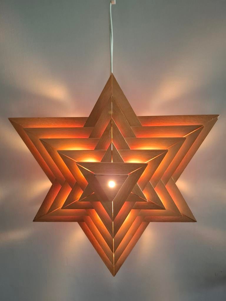 Houten kerstster met verlichting, Ophalen of Verzenden, Zo goed als nieuw
