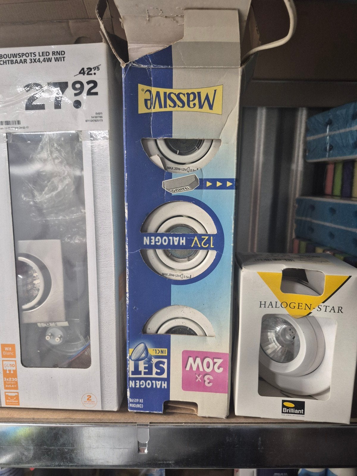 Massive Halogeen Inbouwspots Set 3x20W 12V, Opbouwspot, Ophalen of Verzenden, Zo goed als nieuw