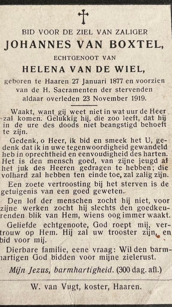 Johannes van Boxtel 1877 Haaren, Ophalen of Verzenden