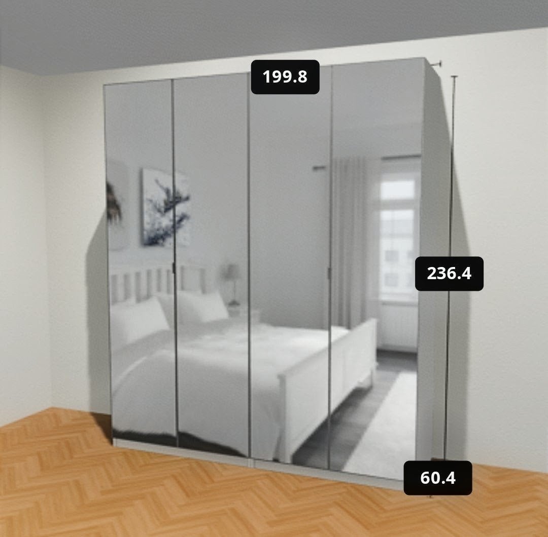 IKEA PAX Kledingkast 2,36m spiegeldeuren evt hoekopstelling, Ophalen, 200 cm of meer, 150 tot 200 cm, Zo goed als nieuw