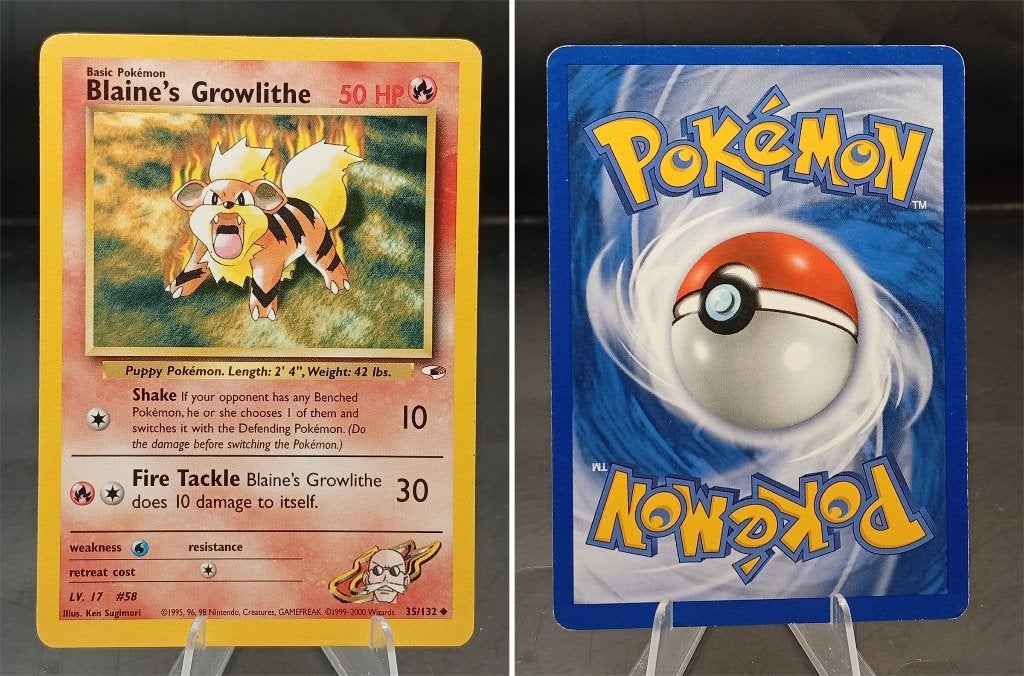 Blaine's Growlithe Gym Heroes (GH 35) - Good, Ophalen of Verzenden, Gebruikt, Losse kaart