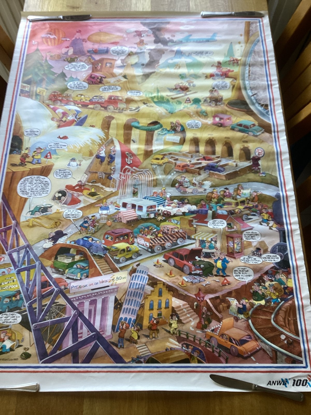 ANWB 100 jaar poster - 1983 Toonder Studio’s UNIEK 84x117 cm, Rechthoekig Staand, Deurposter of groter, Ophalen of Verzenden, Zo goed als nieuw