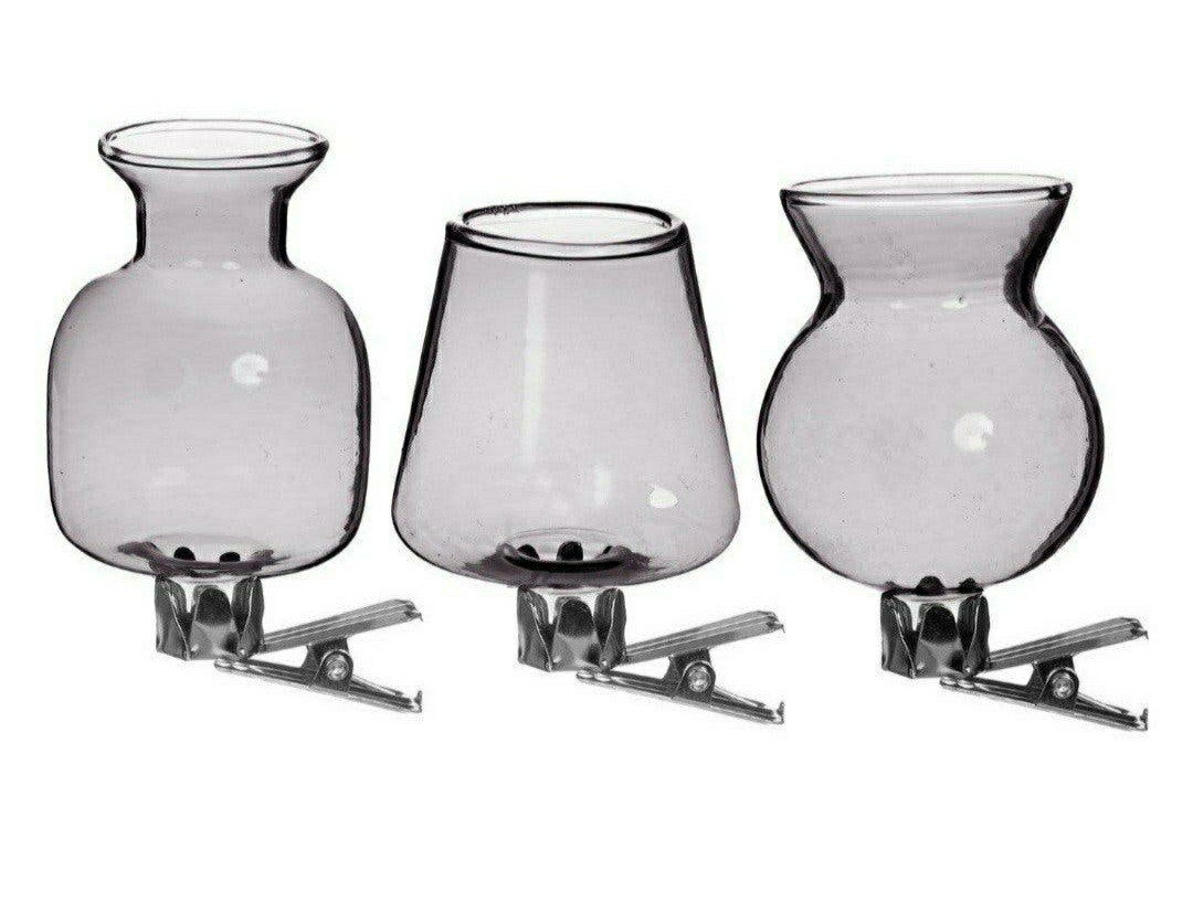 Set van 3 glazen smoke clip vaasjes - vaas - vazen, Ophalen of Verzenden, Nieuw, Glas